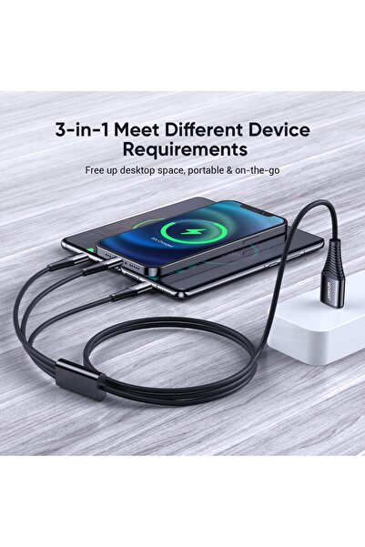 Joyroom Multi Charging Cable Multiple Charger Cord Braided 1.2 meter 3 in 1 USB Charge Cord data cab