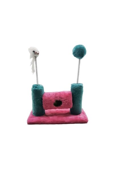 Doty Cat play set, tower type, with mouse, ball and ball with bell, 30x24 cm, pink/turquoise