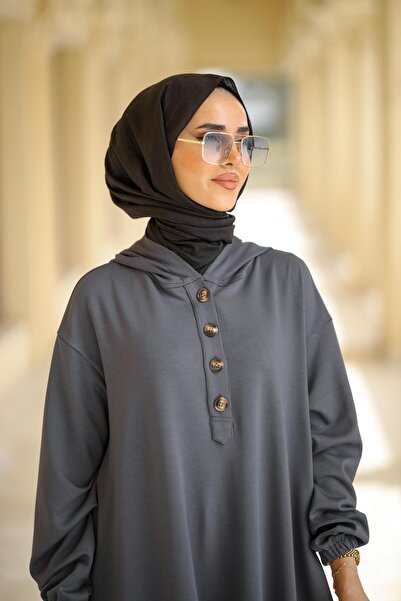 NS Moda Tesettür Duha Set Anthracite-Model 548