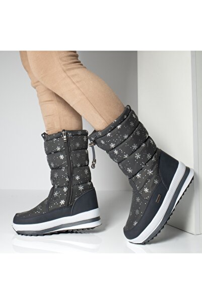 BMoD Gray snow boots for women, quilted fabric, with zipper – MOD06677