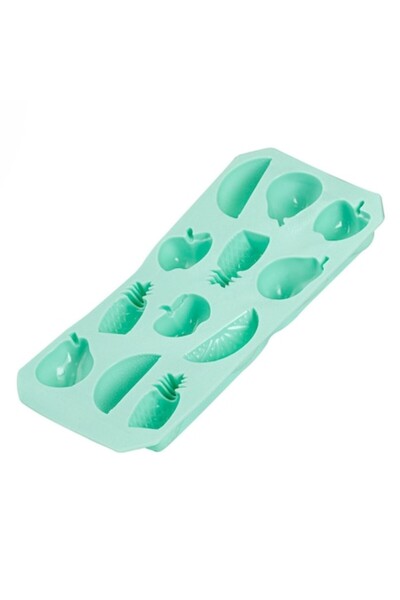 SHOPIENS Silicone Ice Cube Tray with 12 Compartments, Fruit Shapes, Mint Green