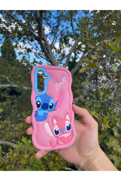 Merwish Samsung Galaxy A24 Compatible Pink Cute Stitch Dough Silicone Luxury Case Cover