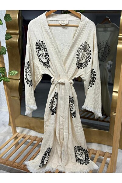 Befera Design Muslin Kimono 100% Cotton Sun Printed Patterned Bathrobe Kaftan Dressing Gown