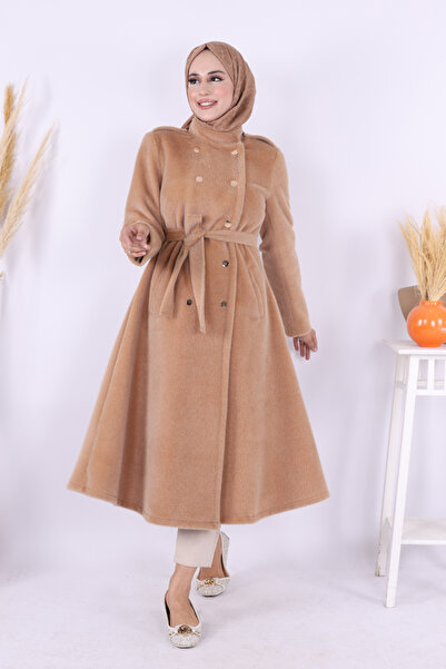 Bym Fashion Snap Button Detail Coat 70035 Mink