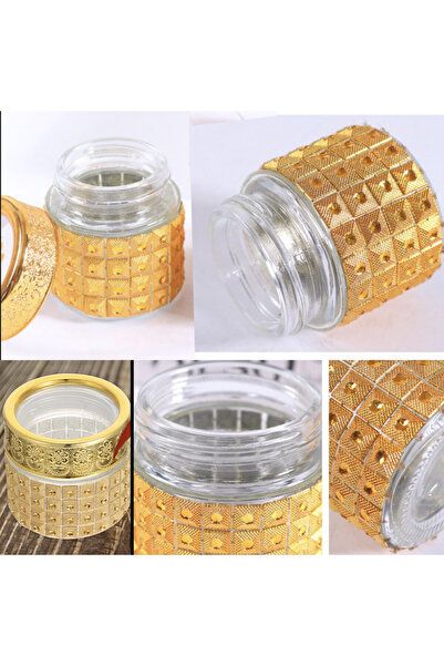 PUFO Ellegance glass container for sugar, coffee, tea or spices, gold