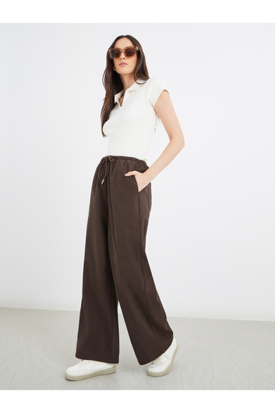 Styli Coffee Brown Drawstring Relaxed Fit Trousers