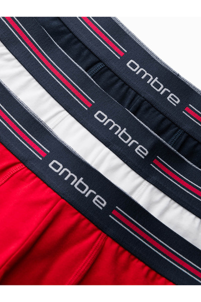 OMBRE Classic fit men's boxer shorts with striped elastic band - 3 pack mix OM-UNBO-0109