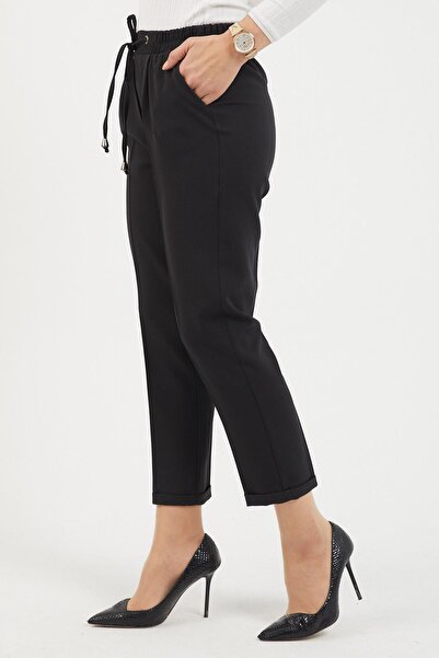 Missvalle Ελαστική μέση διπλό παντελόνι μαύρο 12211