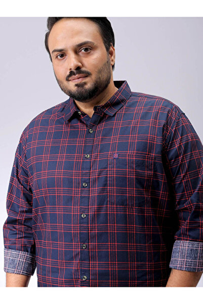 HardSoda By Styli Plus Men Navy Regular Fit Checkered Casual Shirt