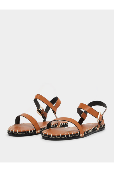 Raid By Styli Bambie Brown Ankle Strap Flat Espadrilles