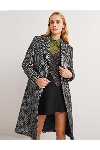 Sacrosa Balık Sırtı Desenli Kaşe Kaşmir Kaban astarlı