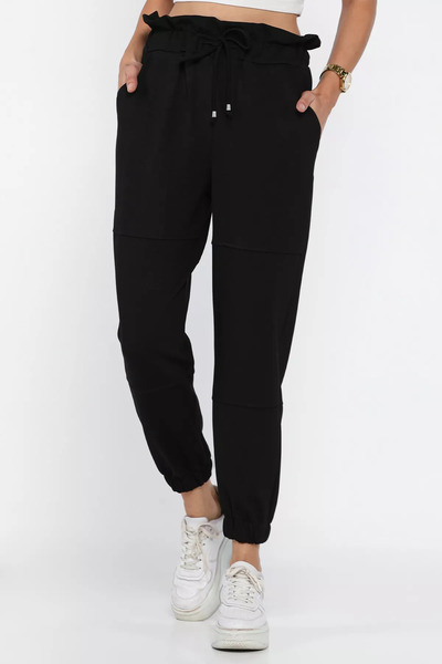 julude Black Jogger Sweatpants with Elastic Waist and Cuffs