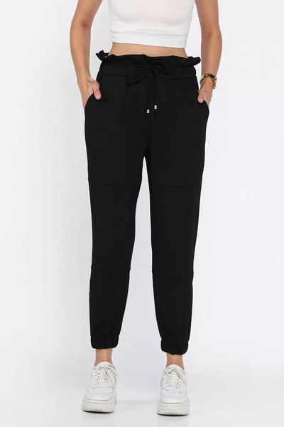 julude Black Jogger Sweatpants with Elastic Waist and Cuffs