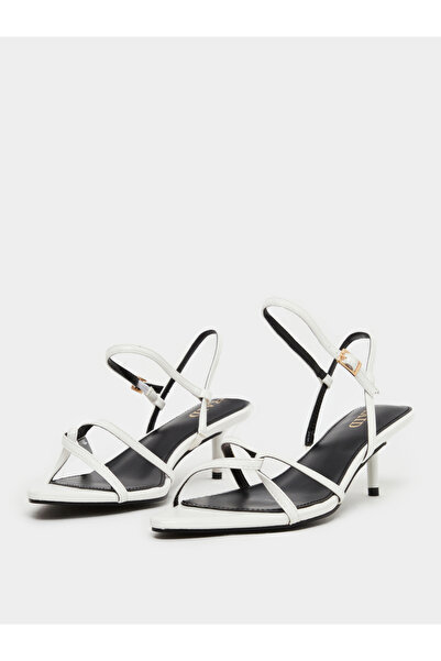 Raid By Styli White Slim Strap Sandals with Buckle