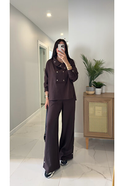 BİRCANÇİL Jenri Brown Snap Detailed Modal Set