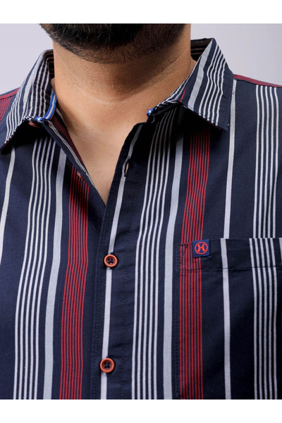HardSoda By Styli Plus Men Navy Regular Fit Striped Casual Shirt