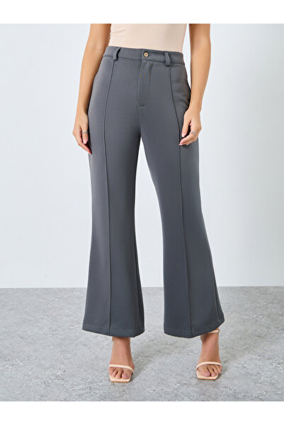Styli Elegant Grey Wide Leg Trousers