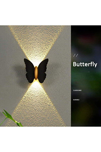 Jiju Butterfly Shaped Wall Lamp Black 6 W Warm Light IP65