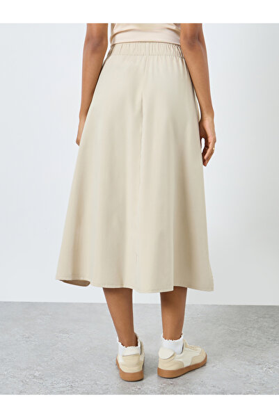 Take Two By Styli Beige A-Line Midi Skirt