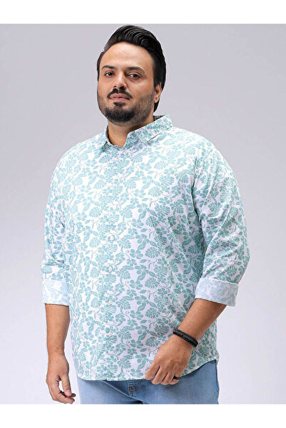HardSoda By Styli Plus Men Blue Regular Fit Floral Casual Shirt