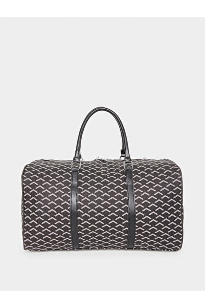 Take Two By Styli Black Patterned Gym Duffel Bag