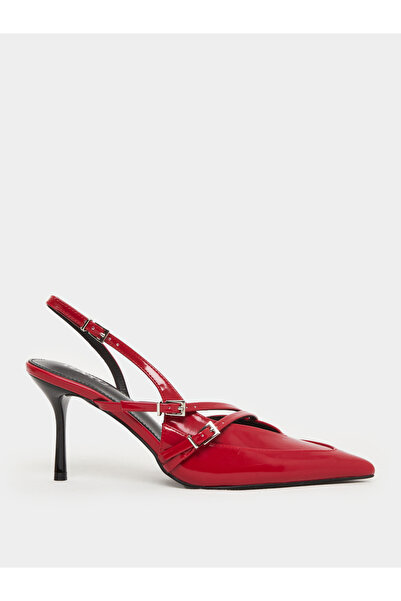 Raid By Styli Red Strappy Buckled High Heel Pumps