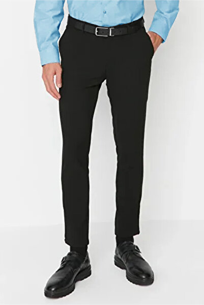 REFA COLLECTİON Black Slim Fit Italian Cut Chino Fabric Trousers