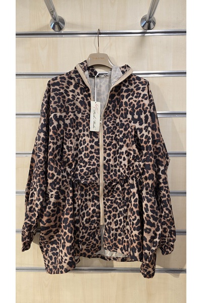 Park Moda Leopard Pattern Zippered Thin Raincoat Windbreaker