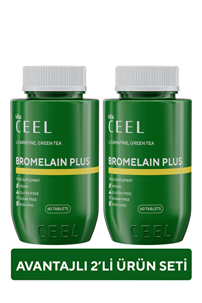 VitaCeel 2'li Bromelain Plus – Ananas Enzimi, Quercetin İçerikli, 60 Tablet