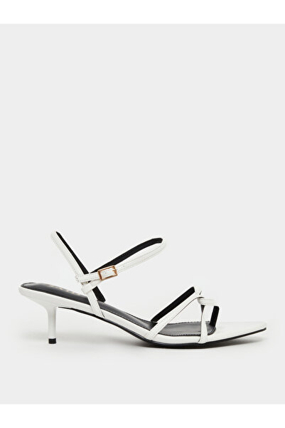 Raid By Styli White Slim Strap Sandals with Buckle