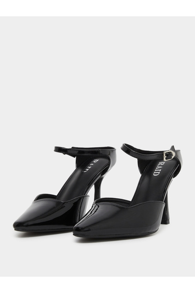 Raid By Styli Harler Black Ankle Strap Pointed Toe Shoes