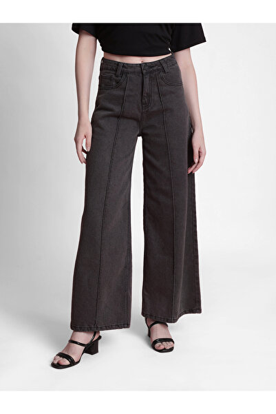 Bene Kleed By Styli بنطلون جينز نسائي واسع الساق من القطن عالي الخصر