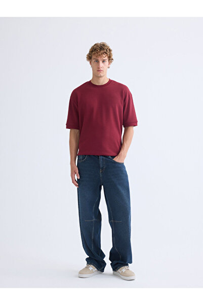 LC Waikiki Nevavm Xside Indigo Denim Straight Loose & Baggy Regular Waist Str...