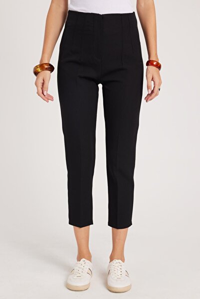 Tudors Women's Relax Fit Comfortable Cut High Waist Narrow Leg Black Pants