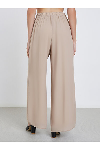 Styli Elegant Beige Wide Leg Trousers