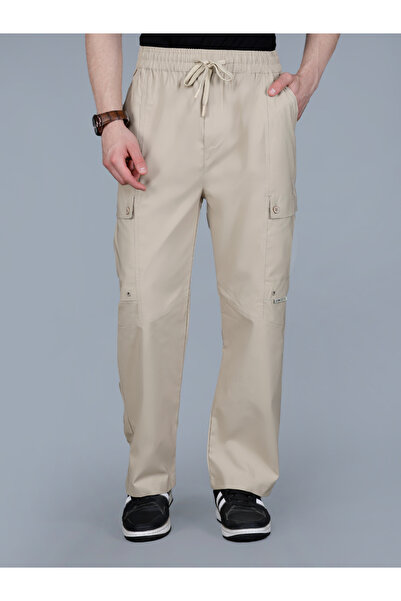 Fort Collins By Styli Men Solid Cargo Pants with Drawstring