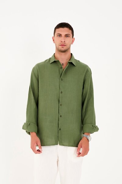 Rocqerx R-6048 Long Sleeve Muslin Shirt with Footed Collar and Back Robe Detail