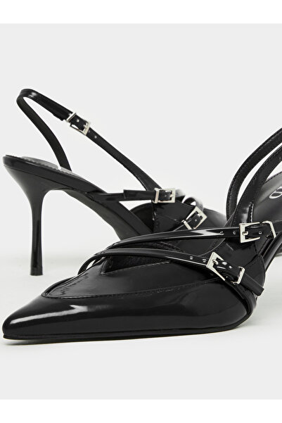Raid By Styli Black Strappy Buckled High Heel Pumps