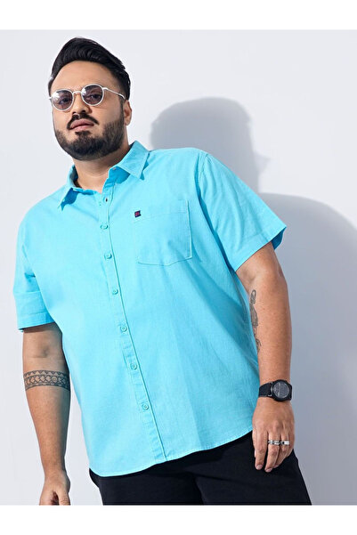 HardSoda By Styli Plus Men Turquoise Regular Fit Casual Shirt