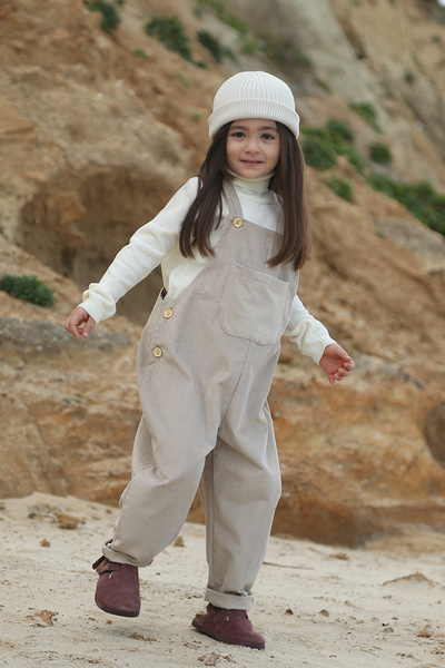 Catz Kids Girl's Stone Color Velvet Suspender Jumpsuit