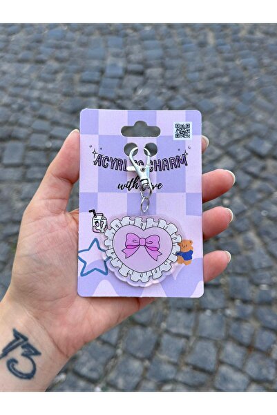 Planet Butik Ribbon Heart Acrylic Charm