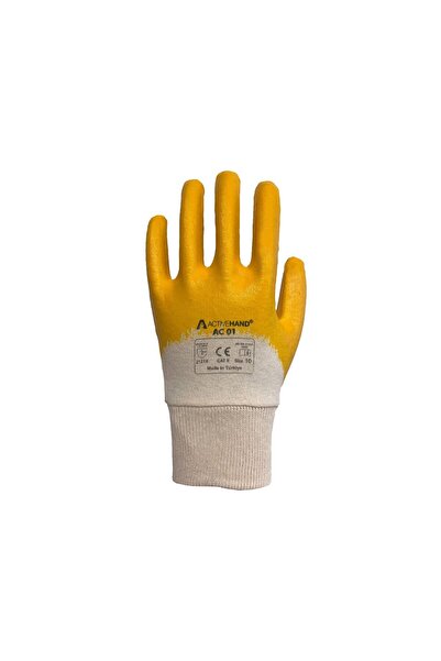 ACTIVEHAND Nitrile Coated Cotton Gloves Ac 01 Yellow No:10 -2 Pcs