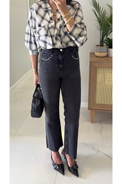 BİRCANÇİL بنطلون جينز مومي من ZR Franklin بتصميم مميز وقصة مميزة عند الساقين