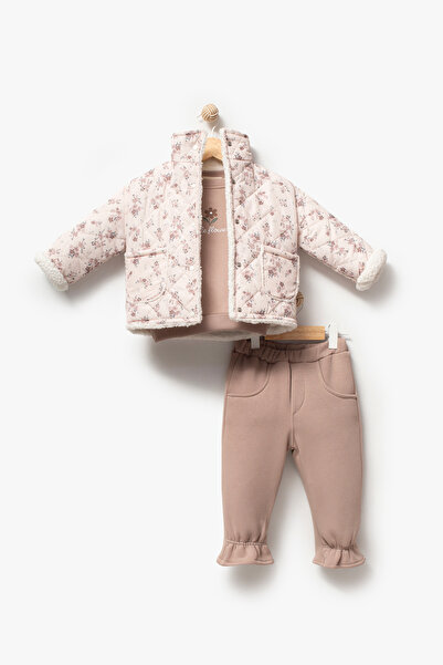 Jikko Baby Flower Patterned 3-Piece Baby Set 8170