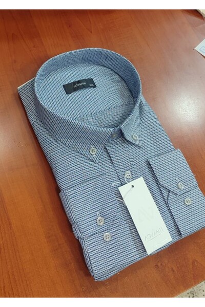 ADVANTE Güncüoğlu Battal Size Long Sleeve Pocketed Dobby Classic Men's Shirt