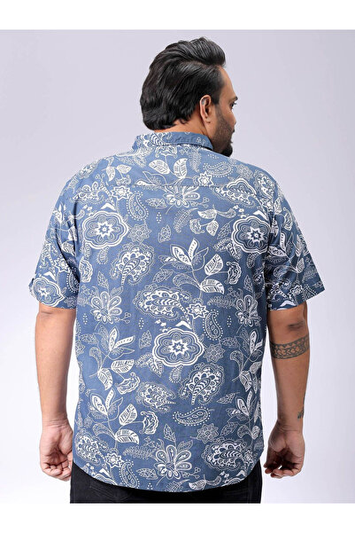 HardSoda By Styli Plus Men Navy Regular Fit Floral Casual Shirt