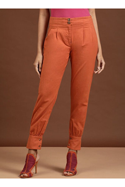 Freehand By Styli Women Orange Tapered Fit Solid Pants
