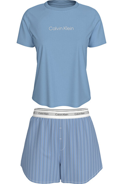 Calvin Klein S/S TEE SHORT SET Mavi Kadın Eşofman Takımı