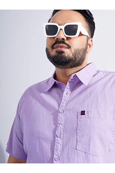 HardSoda By Styli Plus Men Lilac Regular Fit Casual Shirt