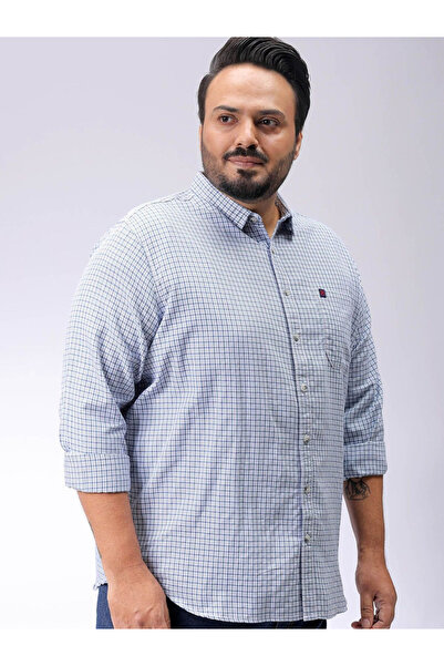 HardSoda By Styli Plus Men Blue Regular Fit Grid Check Shirt
